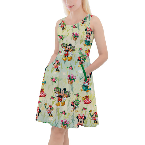 Skater Dress with Pockets - Gardener Mickey and Minnie