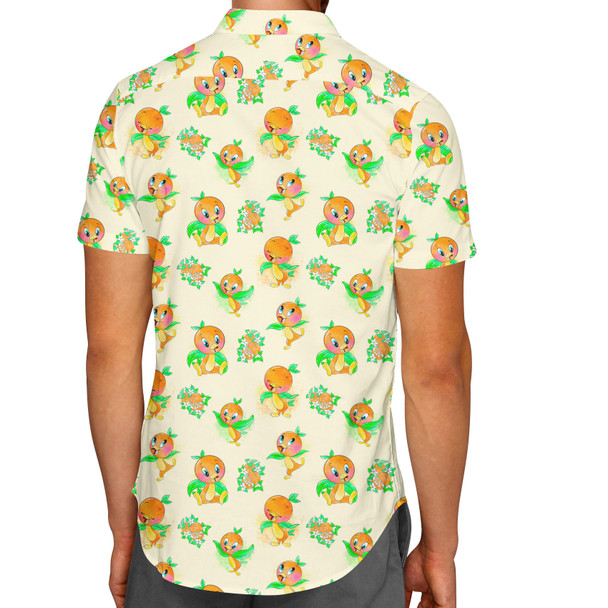 Men's Button Down Short Sleeve Shirt - Little Orange Bird