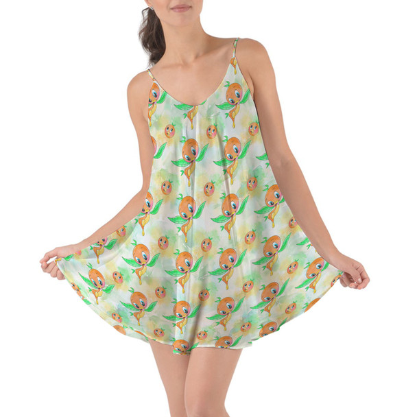 Beach Cover Up Dress - Think (Orange) Bird Thoughts