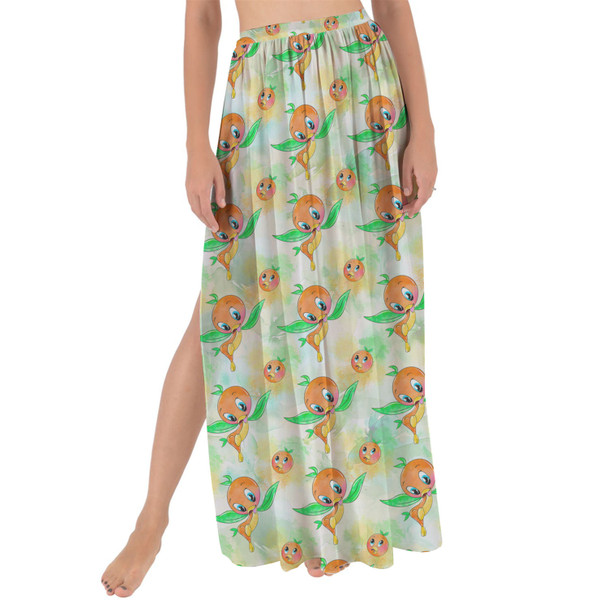 Maxi Sarong Skirt - Think (Orange) Bird Thoughts