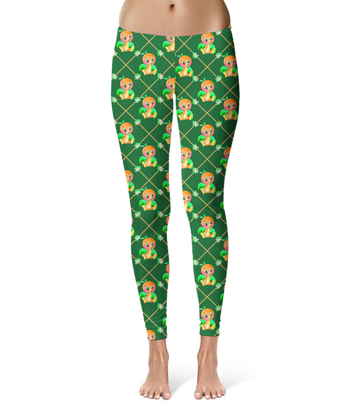 Sport Leggings - Geometric Orange Bird