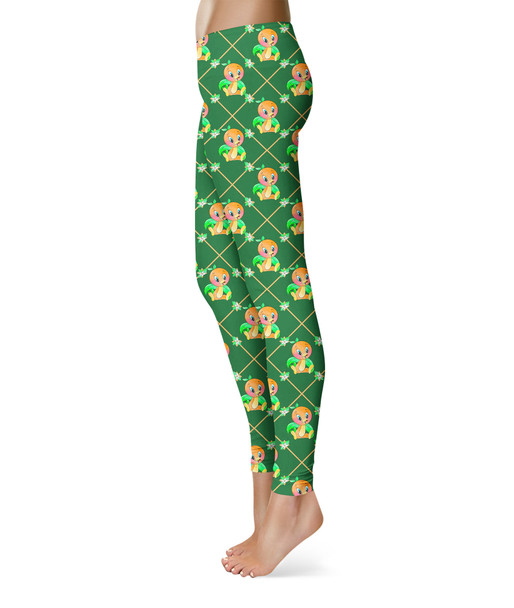 Sport Leggings - Geometric Orange Bird