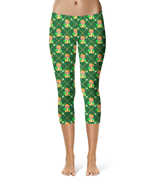 Sport Capri Leggings - Geometric Orange Bird