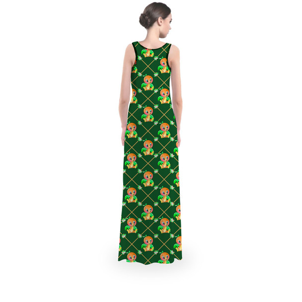 Flared Maxi Dress - Geometric Orange Bird