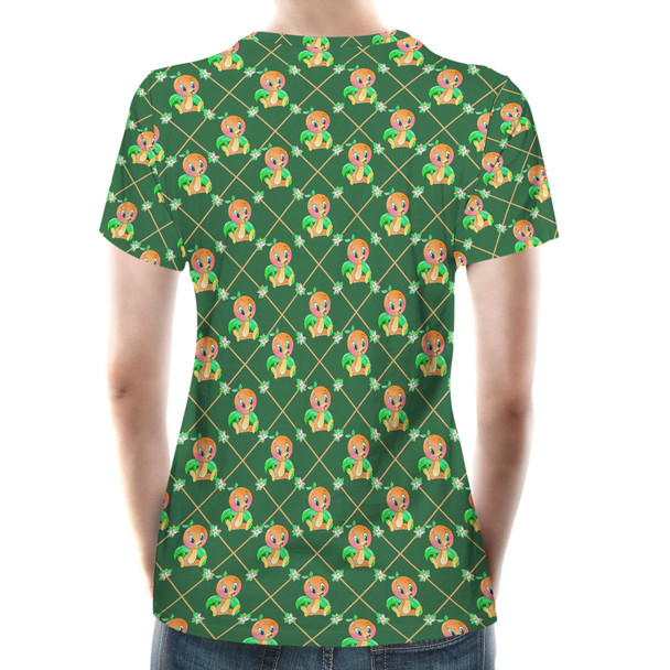 Women's Cotton Blend T-Shirt - Geometric Orange Bird