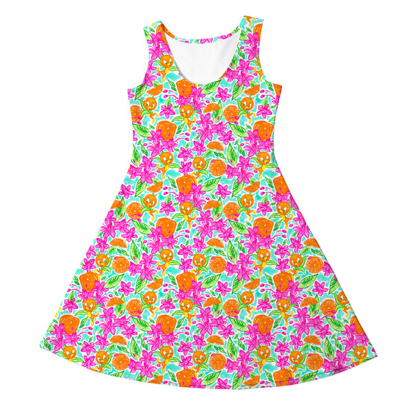 Girls Sleeveless Dress - Sunny Summer Orange Bird