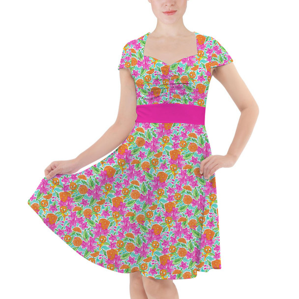 Sweetheart Midi Dress - Sunny Summer Orange Bird