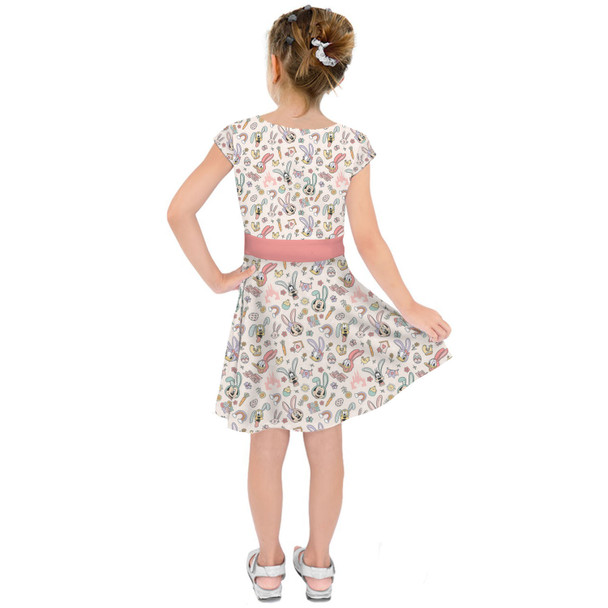 Girls Short Sleeve Skater Dress - Mickey & Friends Easter Spring Fun