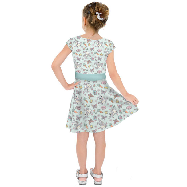 Girls Short Sleeve Skater Dress - Thumper Springtime