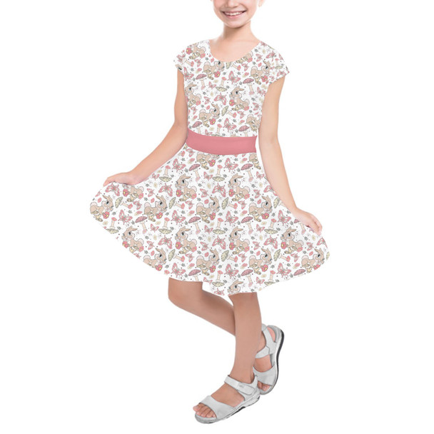 Girls Short Sleeve Skater Dress - Miss Bunny Springtime