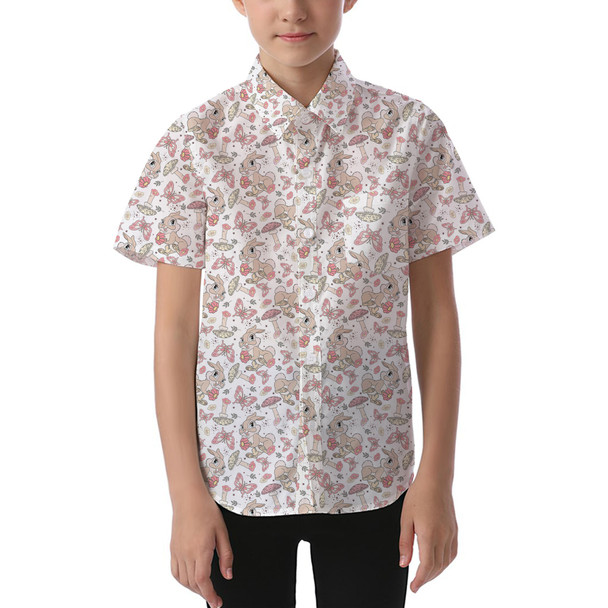 Kids' Button Down Short Sleeve Shirt - Miss Bunny Springtime