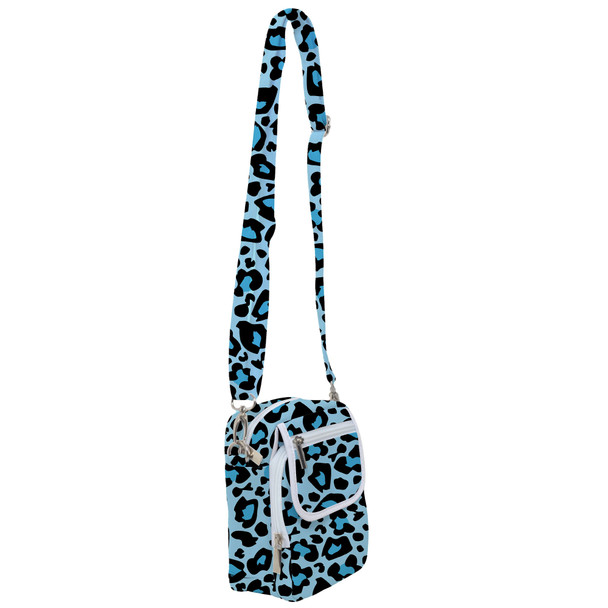 Belt Bag with Shoulder Strap - Ken's Bright Blue Leopard Print