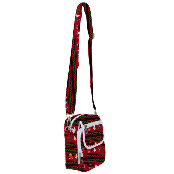 Belt Bag with Shoulder Strap - Christmas Mickey & Minnie Sweater Pattern