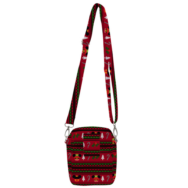 Belt Bag with Shoulder Strap - Christmas Mickey & Minnie Sweater Pattern