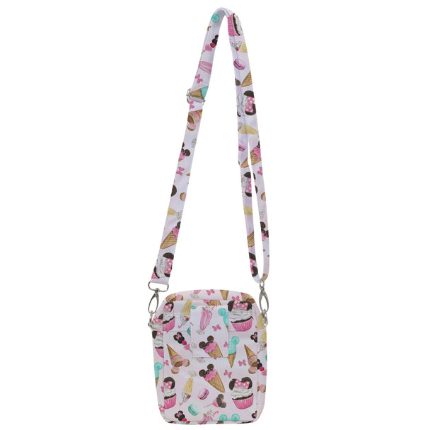 Belt Bag with Shoulder Strap - Mouse Ears Snacks in Pastel Watercolor