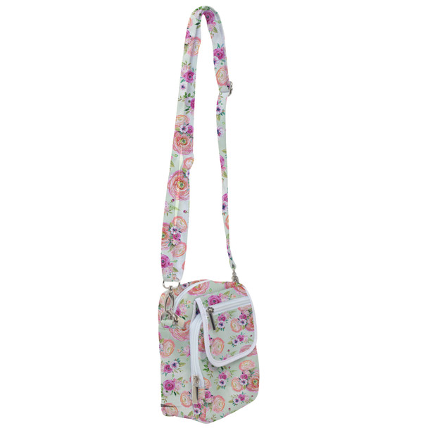 Belt Bag with Shoulder Strap - Peachy Floral Minnie Ears