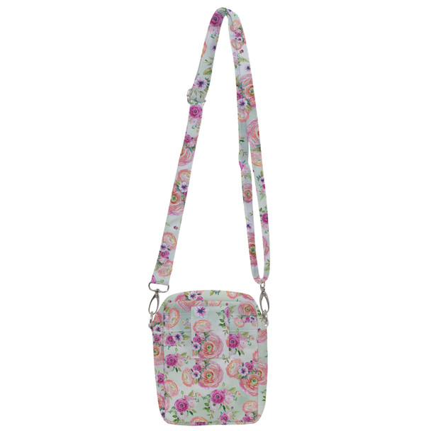 Belt Bag with Shoulder Strap - Peachy Floral Minnie Ears