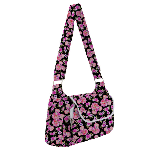 Shoulder Pocket Bag - Fuchsia Pink Floral Minnie Ears