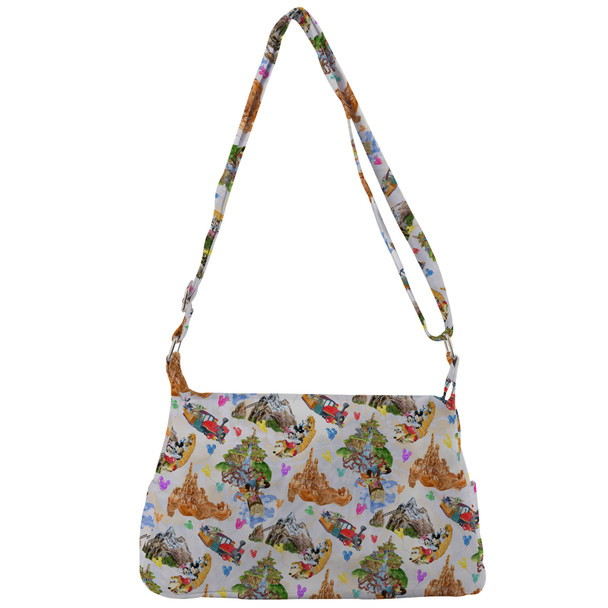 Shoulder Pocket Bag - Watercolor Disney Parks Trains & Drops