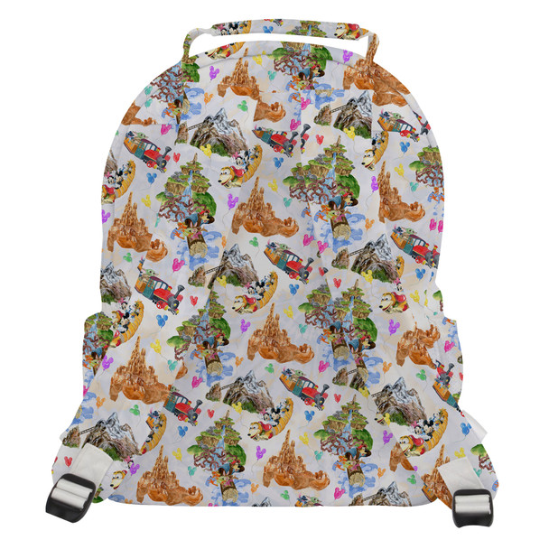 Pocket Backpack - Watercolor Disney Parks Trains & Drops
