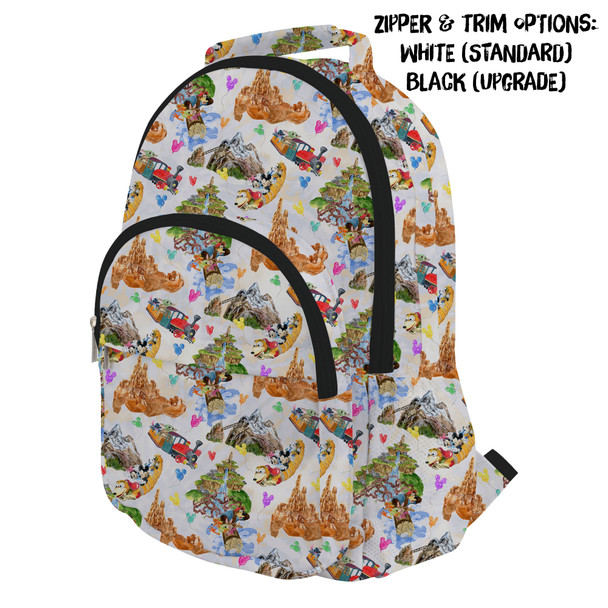 Pocket Backpack - Watercolor Disney Parks Trains & Drops