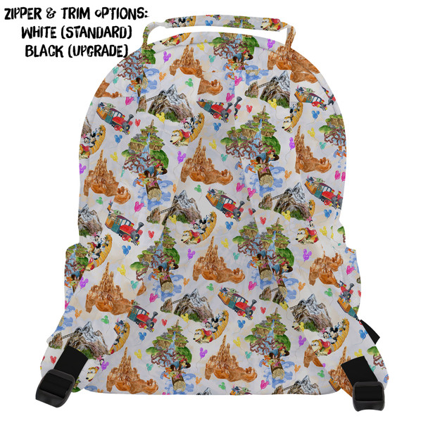 Pocket Backpack - Watercolor Disney Parks Trains & Drops