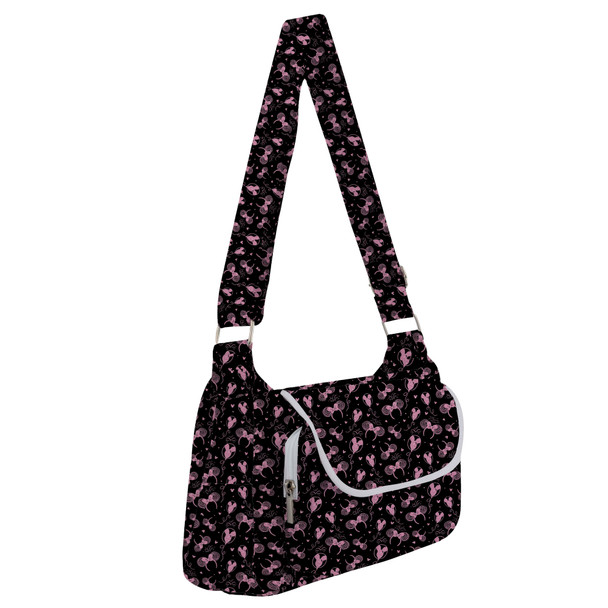 Shoulder Pocket Bag - Pink Glitter Minnie Ears and Mickey Balloons