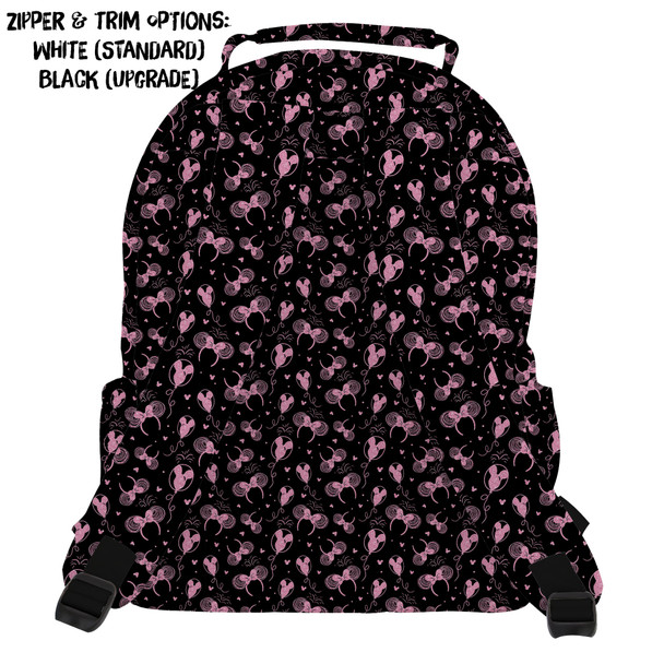 Pocket Backpack - Pink Glitter Minnie Ears and Mickey Balloons