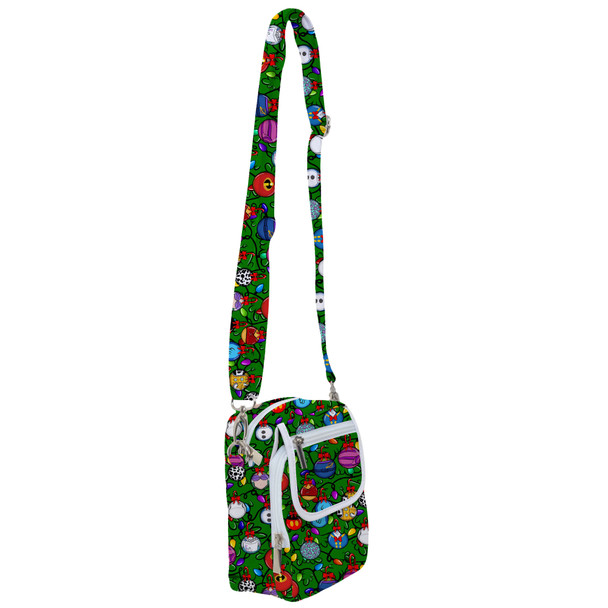 Belt Bag with Shoulder Strap - Disney Christmas Baubles on Green