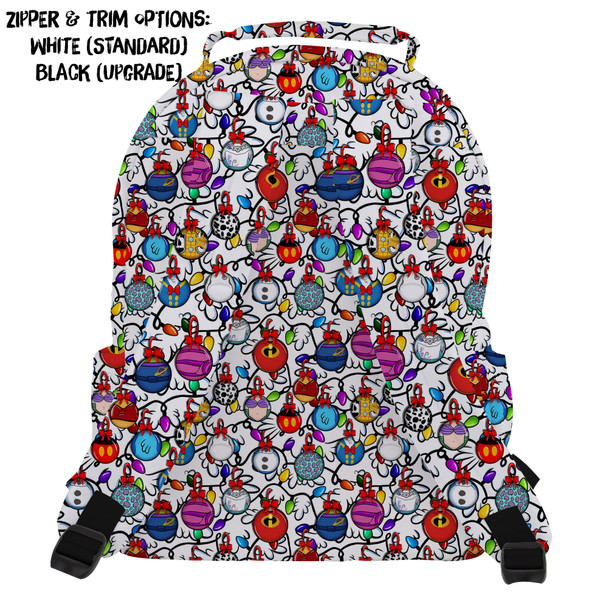 Pocket Backpack - Disney Christmas Baubles on White