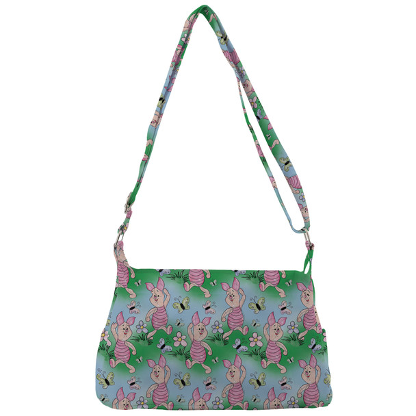 Shoulder Pocket Bag - Sketched Piglet and Butterflies