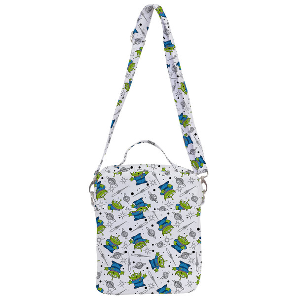 Crossbody Bag - Little Green Aliens on White