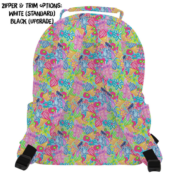 Pocket Backpack - Neon Floral Stitch & Angel