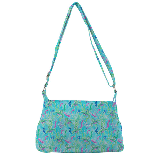 Shoulder Pocket Bag - Neon Floral Baby Turtle Squirt