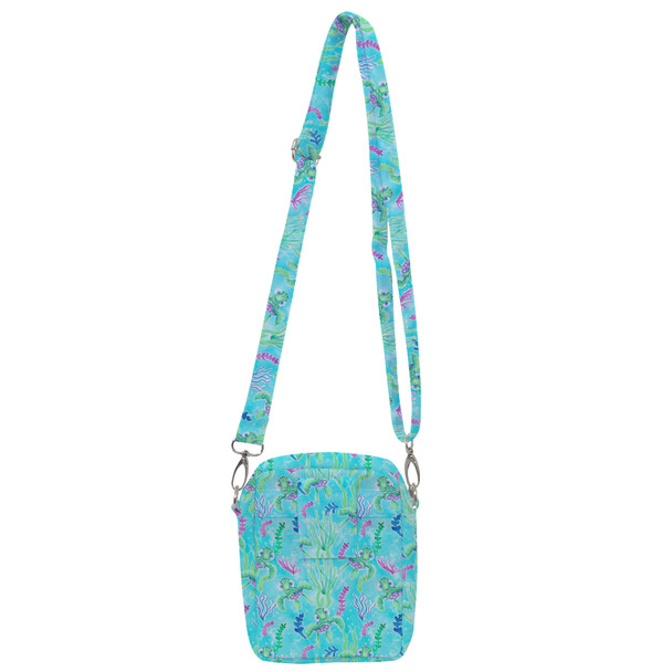 Belt Bag with Shoulder Strap - Neon Floral Baby Turtle Squirt