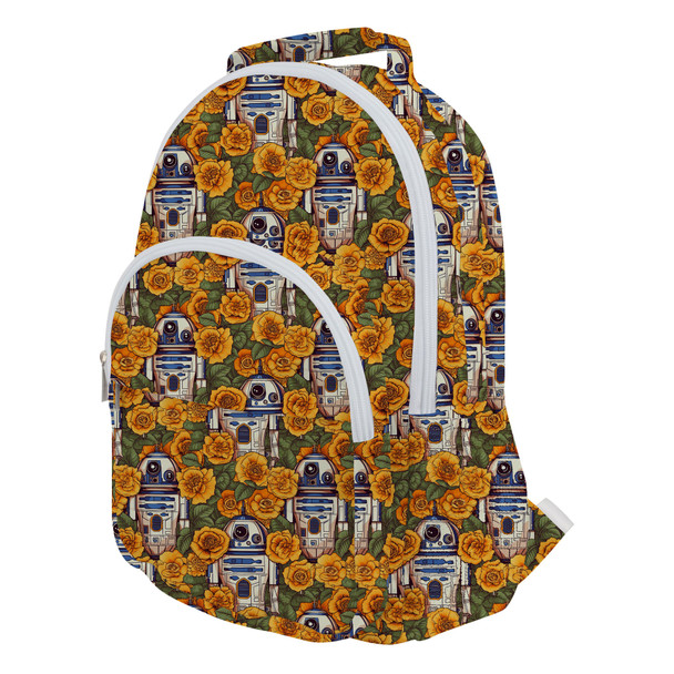 Pocket Backpack - Retro Floral R2D2 Droid