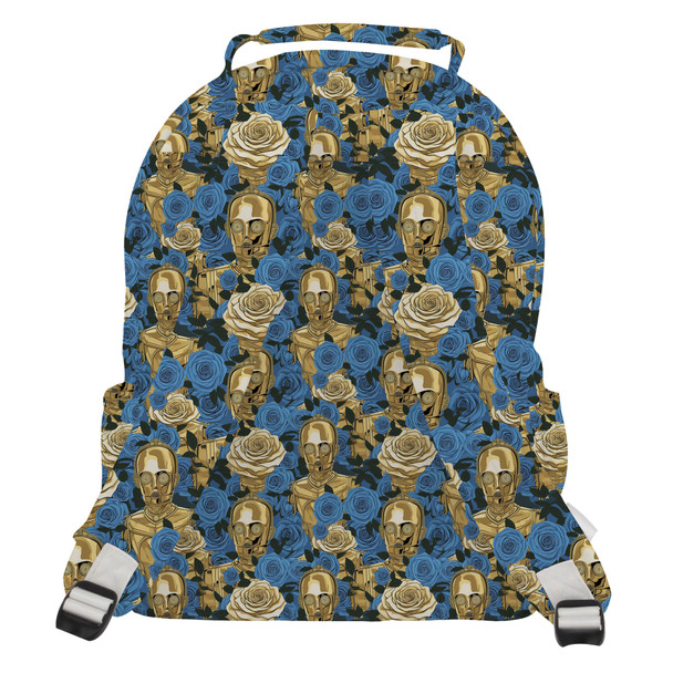 Pocket Backpack - Retro Floral C3PO Droid