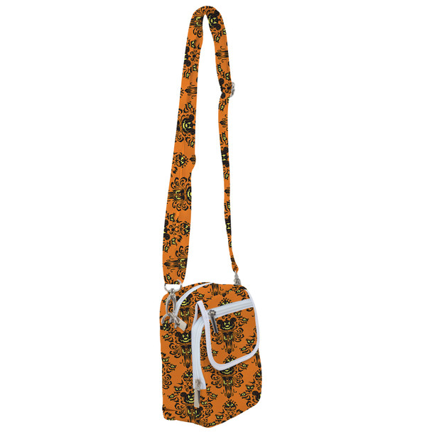 Belt Bag with Shoulder Strap - Haunted Halloween Mansion Wallpaper