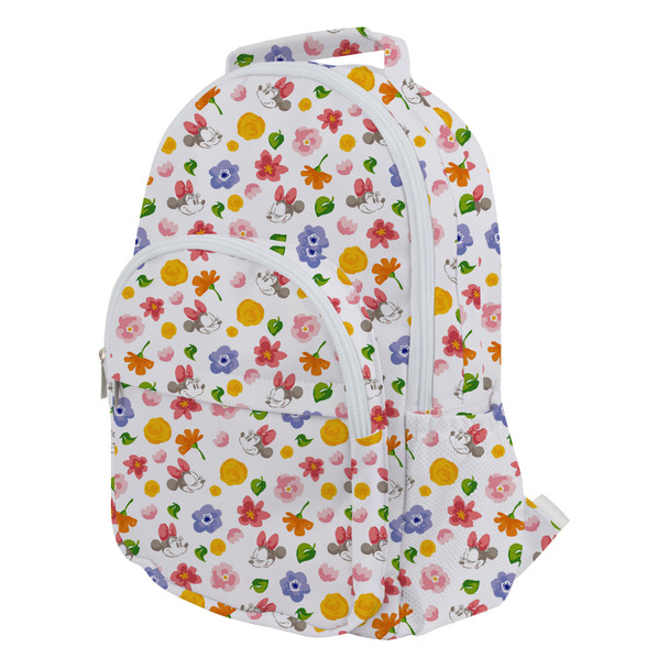 Pocket Backpack - White Floral Mickey & Minnie