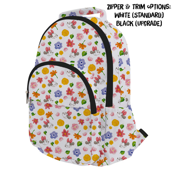 Pocket Backpack - White Floral Mickey & Minnie