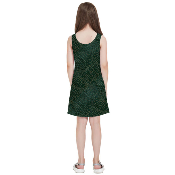 Girls Sleeveless Dress - Animal Print - Alligator