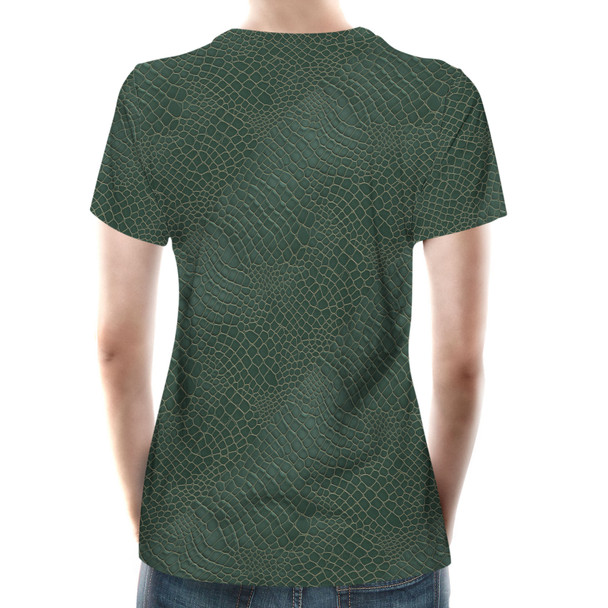 Women's Cotton Blend T-Shirt - Animal Print - Alligator