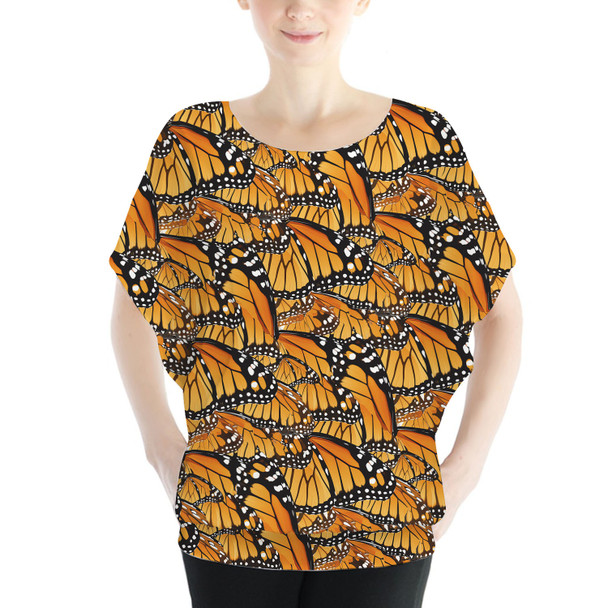 Batwing Chiffon Top - Animal Print - Monarch Butterfly