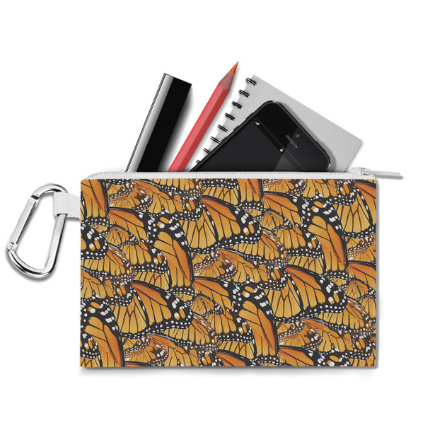 Canvas Zip Pouch - Animal Print - Monarch Butterfly