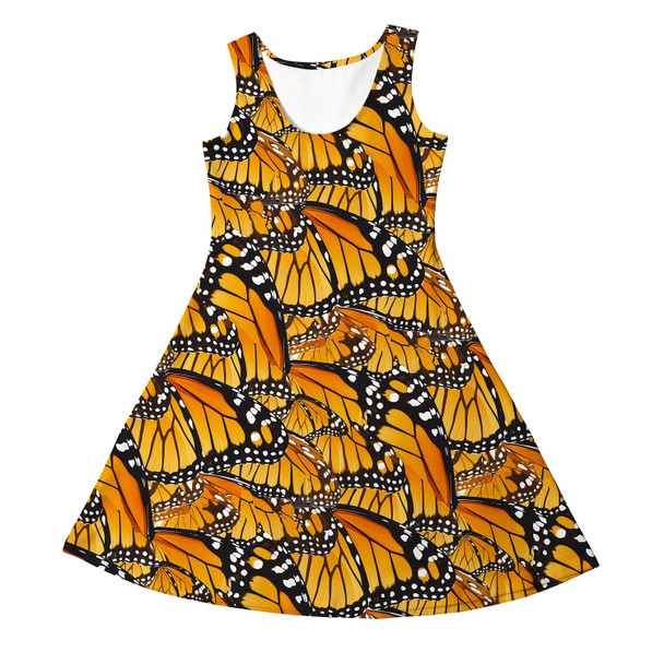 Girls Sleeveless Dress - Animal Print - Monarch Butterfly