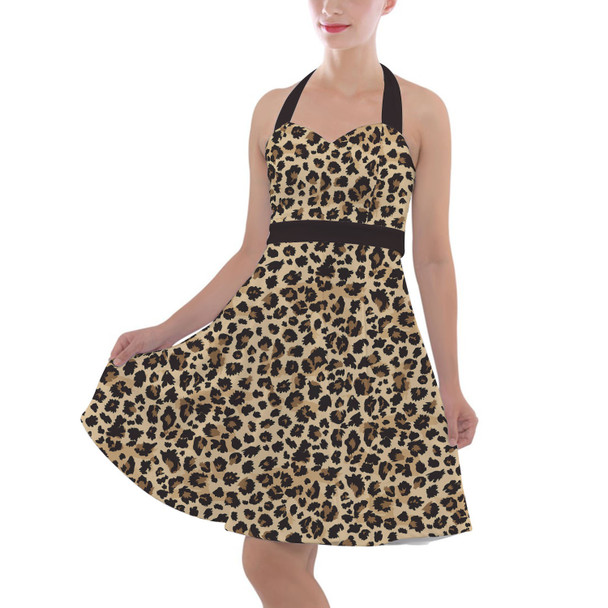 Halter Vintage Style Dress - Animal Print - Cheetah