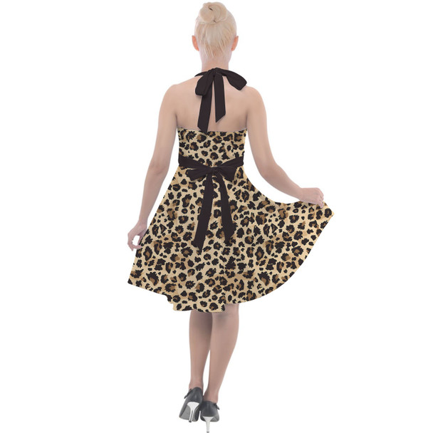 Halter Vintage Style Dress - Animal Print - Cheetah