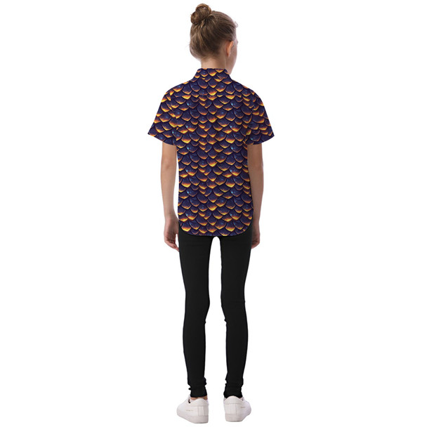 Kids' Button Down Short Sleeve Shirt - Animal Print - Dragon