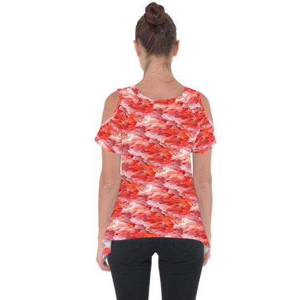 Cold Shoulder Tunic Top - Animal Print - Flamingo