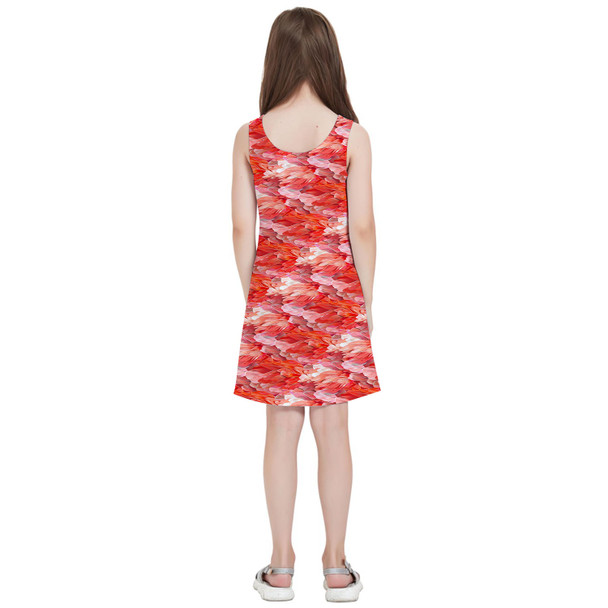 Girls Sleeveless Dress - Animal Print - Flamingo